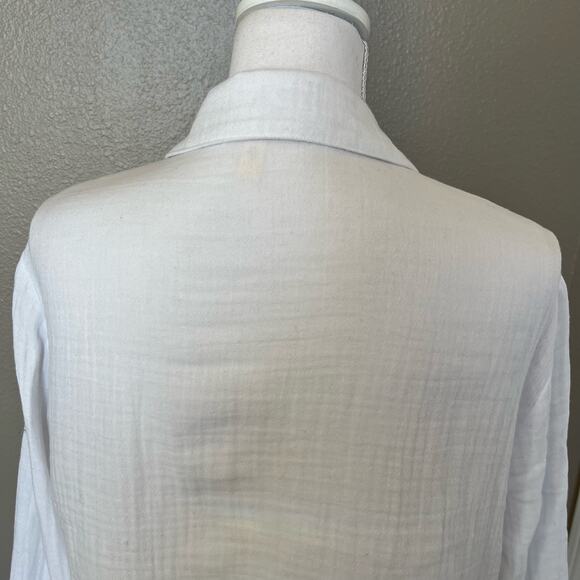 Eileen Fisher Cropped Lofty Gauze Jacket Size Medium White 100% Cotton System - Picture 7 of 11